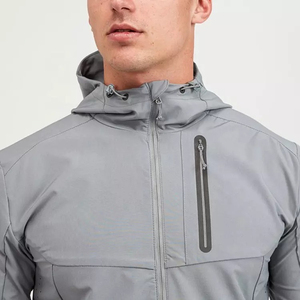 Chaqueta cortavientos Softshell recubierta con logotipo personalizado 2026 para hombre, impermeable, tejida para exteriores con cuello levantado en la parte delantera, venta al por mayor - Product Image 4