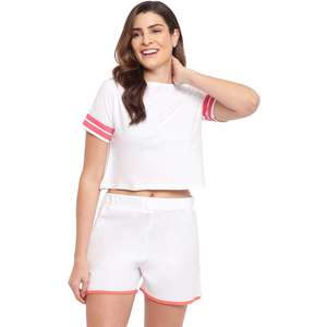 2025 vente chaude été casual Fitness 2 pièces t-shirt et ensemble court femmes deux pièces tenues pour femmes survêtement personnalisé - Product Image 1