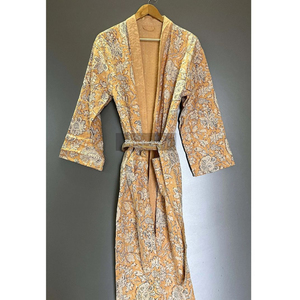 Floral Kantha Chaqueta acolchada unisex Ropa larga de invierno y Playa Cierre de cinturón de relleno de algodón transpirable - Product Image 1