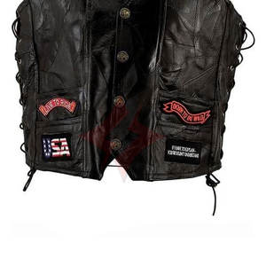 เสื้อแจ็คเก็ตหนังน้ำหนักเบา ระบายอากาศได้ดี สำหรับผู้ชาย สไตล์วินเทจ แบบไม่มีแขน สำหรับขี่มอเตอร์ไซค์  ใส่ได้ในฤดูหนาว มีซิป  ลำลอง สตรีทแวร์  ตกแต่งด้วยผ้าปะติด - Product Image 3