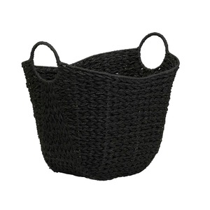 Panier en macramé noir, rangement élégant en fibre pour la décoration de la maison, les essentiels de la cuisine et l'organisation de la salle de bain, vente en gros en provenance d'Inde - Product Image 1