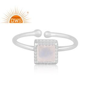 Último diseño 925 plata esterlina fina Arco Iris Natural Luna piedra preciosa anillo ajustable fabricante de joyería personalizada - Product Image 2