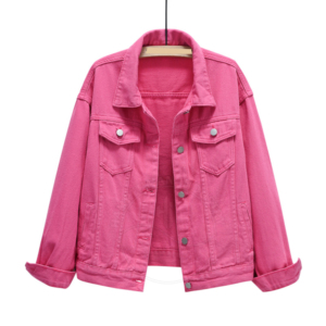 Veste en jean en coton surdimensionnée pour femme Veste en jean respirante à manches longues avec poches - Product Image 5