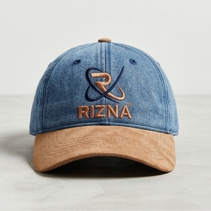 Gorra de Béisbol RIZNA de Mezclilla Twill, 6 Paneles, Ajustable, Unisex, Casual, Deportiva, Formal, con Logotipo Bordado en 3D en el Panel Frontal, Azul, de Algodón - Product Image 1
