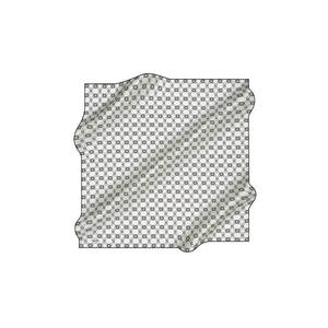 Grey Silk Crepe Satin <b>Square</b> <b>Scarf</b> with Geometric Pattern - Product Image 1
