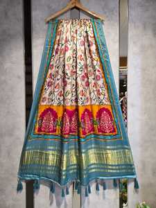 ผ้าไหม gajji บริสุทธิ์ dupatta สำหรับอินเดียและปากีสถานเงางามสง่างามพร้อมรายละเอียดที่ซับซ้อน - Product Image 4