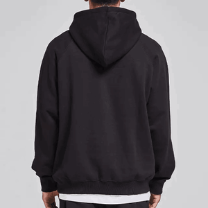 Sweat à capuche zippé à quart de tour pour homme, coupe classique, 100% Coton 220 GSM, en molleton thermique écologique, épaules tombantes, teint uni, personnalisable OEM - Product Image 3