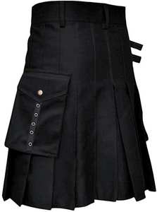 Kilt hybride à la mode pour hommes Kilt utilitaire en tartan et coton à double tissu avec ajustement personnalisé et conception polyvalente - Product Image 3