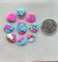 AAA + Haute Qualité 10pcs Petite Taille Barbe à Papa Kingman Turquoise Cabochon Pierres Précieuses Personnalisé Poli Naturel Lâche Rose Couleur