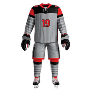 Ensemble d'uniformes de hockey sur glace personnalisable, logo d'équipe, maillot en maille respirante, pantalon durable, impression par transfert thermique, écologique, OEM - Product Image 1