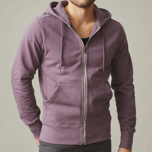 Sweat à capuche avec fermeture éclair pour hommes OEM 100% coton Sweats à capuche brodés avec logo personnalisé Top Sweat-shirt en polaire biologique avec fermeture éclair à capuche pour hommes - Product Image 3