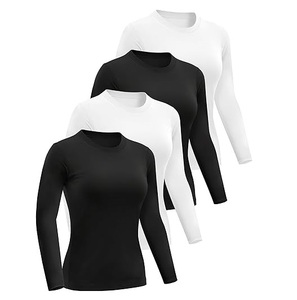 OEM service grande taille femmes à manches longues t-shirts printemps haute rue style O cou respirant 100% coton - Product Image 1