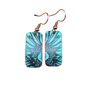 Boucles d'oreilles en laiton martelé colorées pour le festival de bijoux North Brisbane 1990, bijoux en cuivre pour robe de soirée noire - Product Image 2