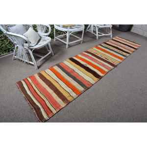 Tapis turc vintage 2,6x10,8 pi (78x328 cm), tapis persan rouge - Product Image 1
