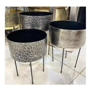 Macetas de decoración para el hogar, diseño maravilloso, maceta de Metal martillado, Juego de 3 para decoración de jardín y sala de estar, maceta para plantas - Product Image 5