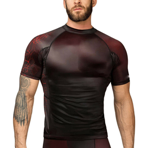 Rashguard MMA personnalisé pour homme - Polyester/Nylon léger, imprimé sérigraphié, manches courtes, couleurs et logos personnalisés, service OEM - Product Image 1
