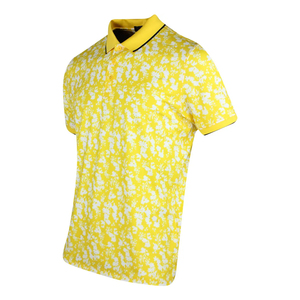Camiseta Polo de Manga Corta con Estampado Floral Amarillo para Hombre, Diseño Transpirable de Algodón Oxford, Corte Regular, Estilo Casual, Nueva Moda OEM - Product Image 3