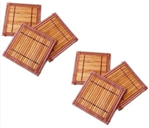 Cheapest Price Handmade Eco-Friendly <b>Square</b> Brown and Beige Bamboo Coaster Heat Insulation Pad for Home - Product Image 2