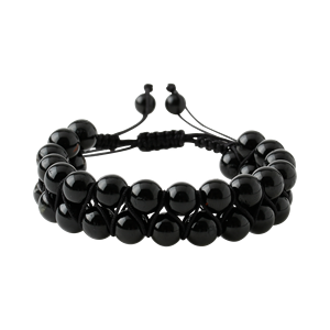 <b>Black</b> <b>Tourmaline</b> 8mm Double Row Macrame Natural Stone <b>Bracelet</b> - Product Image 1