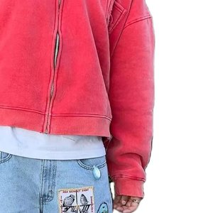 Custom Logo <b>Men's</b> Hoodies 100% Zip-up Vintage Wash Joggers Gym <b>Jacket</b> High Quality Stone Wash with Enzyme Technique Long Length - Product Image 4