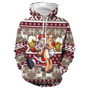 Sweats à capuche de Noël personnalisés pour hommes Sweat-shirt à col rond surdimensionné Vente en gros de sweat-shirt à capuche thermique ajusté à la mode - Product Image 2