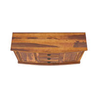 Meuble de cuisine rustique en teck massif de style mid-century, buffet réglable avec grille en fer forgé