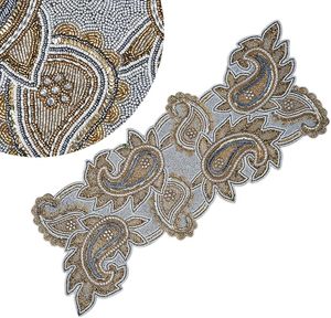 Christmas <b>Dining</b> <b>Table</b> Beaded <b>Runner</b> Placemat Handmade Cloth Decorative Mat With Leaves Design for Weddings and Home Use - Product Image 4