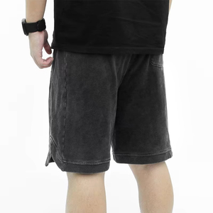 Custom Summer Vintage Mid Waist 6XL Acid Wash <b>Sweat</b> <b>Shorts</b> <b>Men</b> Solid 100% Cotton Casual Breathable Quick Dry Featuring Pockets - Product Image 3