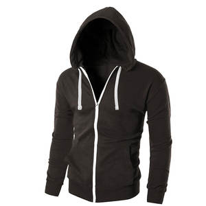 Sweat-shirt à capuche pour homme en coton 100% avec fermeture éclair sur le devant et broderie - Product Image 3