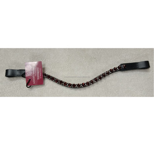 Cabeza de caballo de cuero de alta calidad, forma de onda de banda, cristal grande de 12mm, oro rosa, Topacio ahumado, Color - Product Image 4