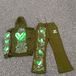 ชุดวอร์มลำลองมีฮู้ดพิมพ์ลายสำหรับผู้ชาย ผลิตตามแบบ OEM ผ้าฝ้ายฟลีซ 100% น้ำหนักเบา 280-300 GSM - Product Image 5