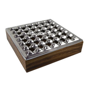 Cendrier en bois de luxe design fait à la main avec couvercle en or métal de qualité classique élégant pour fumée cendrier en gros fantaisie - Product Image 4