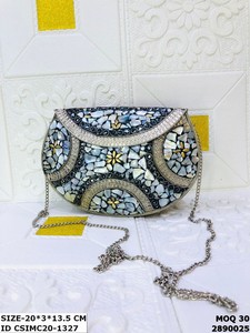 Craftstages International Handcrafted Designer Metal Mosaic Chains <b>Clutch</b> Ladies Multi-Color Box Patterned Flap Evening <b>Bags</b> - Product Image 4