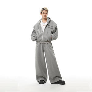 Conjunto Deportivo Extra Grande para Hombre, 100% Felpa de Algodón Grueso, con Logotipo Personalizado, Chándal de Moda, Mangas Largas, Liso, Grueso para Invierno - Product Image 3