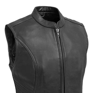 Chaleco de Cuero Genuino para Mujer, Última Moda, Logotipo Personalizable, Color Sólido, Tejido de Lona, Impermeable, Cortavientos y Transpirable - Product Image 3