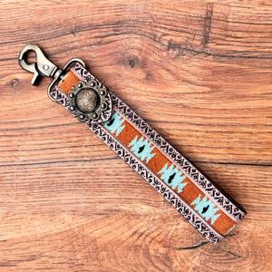 คลิปหนีบสายคล้องข้อมือหนังวัวพร้อมสายคล้องข้อมือลายอานม้าทำจากหนังวัวคุณภาพสูงแบบตะวันตก - Product Image 3