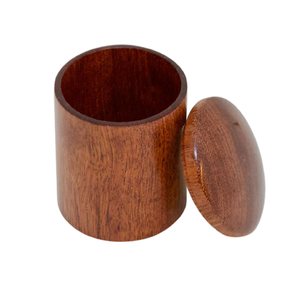 Contenedor de especias de forma redonda de tamaño personalizado de sal y pimienta de madera de calidad superior con tapa para uso doméstico en la cocina - Product Image 4