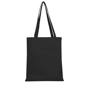 <b>Large</b> Eco-Friendly 14x16 Cotton Shopping Tote <b>Bag</b> Black Solid Color <b>Canvas</b> Tote <b>Bag</b> - Product Image 1