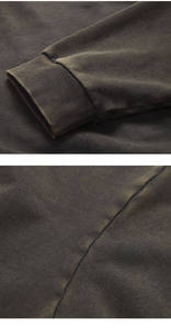 High Street Loose Casual Retro Men's Embroidered Pullover Hoodie Custom Face Fleece Heavy Weight 100% Cotton Washed Beaded - Product Image 6