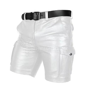 Pantalones Cortos Clásicos de Cuero Blanco para Hombre, Moda 2026, Material Suave y Cómodo con Trabillas para Cinturón - Product Image 2