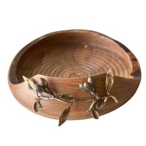 Cuenco de madera clásico con acentos de pescado de estrella dorada, cuenco para servir aperitivos, cuenco y platos de madera decorativos para el hogar para la mejor venta - Product Image 3