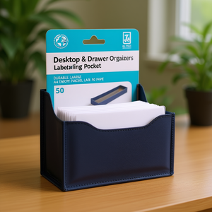 Desktop & <b>Drawer</b> Organizers DURABLE Labeling Pocket A4 Landscape Dark Blue 50 Pack - Product Image 3