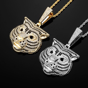 Colgante de cabeza de tigre chapado en oro de latón de lujo con Zirconia cúbica moda CZ exquisita joyería de Hip Hop con forma de Animal para hombres y mujeres - Product Image 1