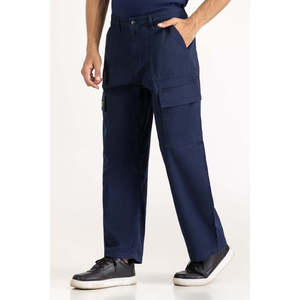 Pantalon cargo coupe ample MN-TRC-SS25-006 en toile formelle, taille mi-haute, coupe droite, léger, avec fermetures éclair colorées décoratives, taille XL - Product Image 3