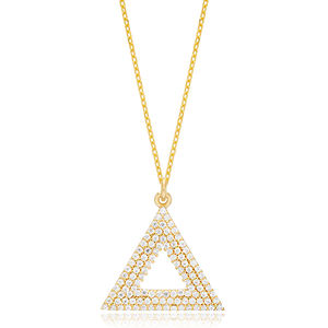 Triángulo geométrico forma de piedra de circón hueco encanto colgante turco hecho a mano 925 joyas de plata - Product Image 1