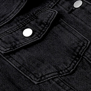 Chaqueta vaquera holgada de manga larga para hombre para decoración de botones con bolsillos laterales, ropa informal Vintage, chaqueta vaquera - Product Image 5