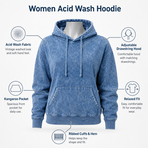 Sweat à capuche pour femme, effet délavé, tissu doux et coupe ample pour un style décontracté et confortable. - Product Image 6