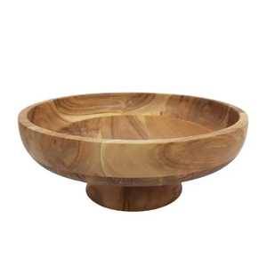 Tazón de Madera de Acacia Hecho a Mano, Apto para Alimentos, Ecológico, Desechable, Natural, Apto para Lavavajillas, para Servir Ensaladas y Frutas - Product Image 1