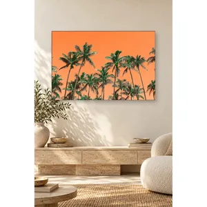 Impresión en lienzo de palmeras Fida en un cielo naranja - Product Image 3