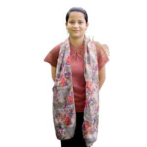 Women's Fashion Designer Printed Satin Silk Sari Long <b>Indian</b> Style Neck <b>Scarf</b> Headwraps Wholesale Lots Digital Printing - Product Image 1